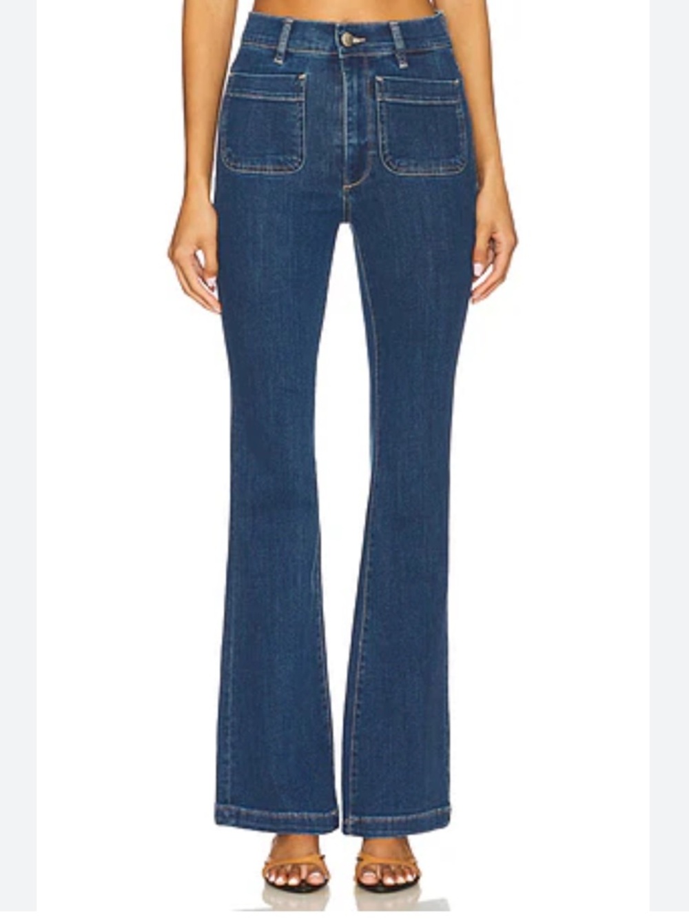Spanx Flare Jeans With Patch Pockets in Authentic Blue Sz Medium